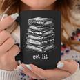 Quirky Book Nerd Get Lit Humor Bookworm Classic Distressed Graphic Print Coffee Mug Unique Gifts