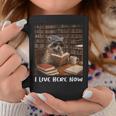 Raccoon I Live Here Now Book Lover Racoon Reading Book Graphic Print Coffee Mug Unique Gifts