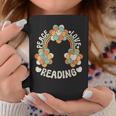 Rainbow Groovy Book Lover Outfit Hippie Peace Love Reading Graphic Print Coffee Mug Unique Gifts