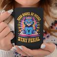 Read Books Be Weird Stay Feral Cat Groovy Graphic Print Coffee Mug Unique Gifts