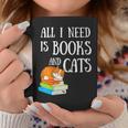 Reader All I Need Is Books And Cats Cat Lover Kitten Reading Graphic Print Coffee Mug Unique Gifts