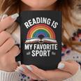 Reading Is My Favorite Sport Book Lover Saying Rainbow Graphic Print Coffee Mug Unique Gifts