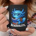 Readsolotl Blue Kawaii Axolotl Book Lover Reading Graphic Print Coffee Mug Unique Gifts