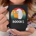 Retro Book Ghost Reading Halloween Teacher Men Women Graphic Print Coffee Mug Unique Gifts