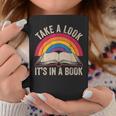 Retro Vintage Rainbow Take a Look It’s In a Book Reading Graphic Print Coffee Mug Unique Gifts