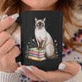Siamese Cat Meezer Bookworm Flowers Book Reading Books Graphic Print Coffee Mug Unique Gifts