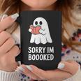 Sorry Im Boooked Reading Ghost Book Meme Graphic Print Coffee Mug Unique Gifts