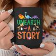 Summer Reading 2026 Dinosaurs Book Lover Unearth A Story Graphic Print Coffee Mug Unique Gifts