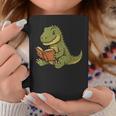T-Rex Dinosaur Reading Book Nerd Graphic Print Coffee Mug Unique Gifts