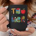 Teacher School Supplies Apple Books Pencil Globe Crayon Graphic Print Coffee Mug Unique Gifts