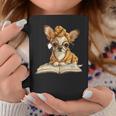 Tiny Puppy Open Book Reading Dog Lover Graphic Round Glasses Graphic Print Coffee Mug Unique Gifts