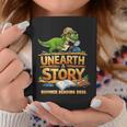 Unearth a Story Dinosaur Reading Books Summer 2026 Graphic Print Coffee Mug Unique Gifts