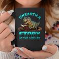 Unearth A Story At The Library Dinosaur Reading Graphic Print Coffee Mug Unique Gifts