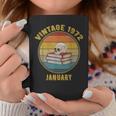 Vintage January 1972 Dark Academia Skull On Books Distressed Graphic Print Coffee Mug Unique Gifts
