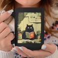 Vintage Japanese Cat Book Lovers Librarian Cat Dad Teacher Graphic Print Coffee Mug Unique Gifts