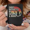 Vintage Retro Easily Distracted By Cats And Books Graphic Print Coffee Mug Unique Gifts