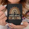 Wild About Reading Cute Rainbow Book Lover Teacher Graphic Print Coffee Mug Unique Gifts