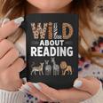 Wild About Reading Retro Animal Book Lover Librarian Teacher Graphic Print Coffee Mug Unique Gifts