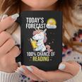 Women's 100 Chance Of Reading Book Lover Unicorn Graphic Print Coffee Mug Unique Gifts
