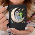 Women's Astronaut Reading Book With Alien Moon Space Astronomy Graphic Print Coffee Mug Unique Gifts