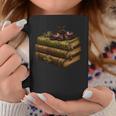 Women's Dark Academia Vintage Book Stack Gothic Moth Graphic Print Coffee Mug Unique Gifts