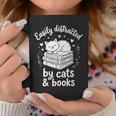 Women's Easily Distracted By Cats And Books Graphic Print Coffee Mug Unique Gifts