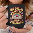 Women's My Social Battery Runs On Paperbacks Groovy Book Lover Graphic Print Coffee Mug Unique Gifts