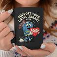 Women's Support Your Local Library Staff Retro Book Mascot Graphic Print Coffee Mug Unique Gifts