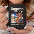 Women's Unearth A Story Reading Mammoth Prehistoric Book Librarian Graphic Print Coffee Mug Unique Gifts
