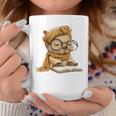 Baby Reptile Small Book Reading Graphic Lizard Round Glasses Graphic Print Coffee Mug Unique Gifts