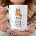 Cat Sits On Books Reading Reading Book Lover Graphic Print Coffee Mug Unique Gifts
