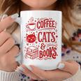 Coffee Cats And Books Lover Reading Graphic Print Coffee Mug Unique Gifts
