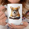 Cute Dog Corgi Reading Book Graphic Print Coffee Mug Unique Gifts