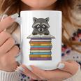 Cute Raccoon Reading On Pile Of Books Graphic Print Coffee Mug Unique Gifts