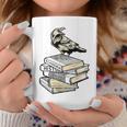 Dark Academia Aesthetic Raven Crow On Old Vintage Books Graphic Print Coffee Mug Unique Gifts