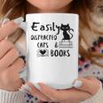 Easily Distracted Cats And Books Funny Book Lover Cat Gifts Women Graphic Print Coffee Mug Unique Gifts