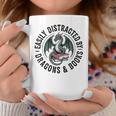 Easily Distracted By Dragons & Books Graphic Print Coffee Mug Unique Gifts