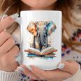 Elephant Reading Book Animal Art Print Graphic Graphic Print Coffee Mug Unique Gifts