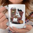 Ghost With Bookshelf Halloween Bookish Premium Tri-Blend Graphic Print Coffee Mug Unique Gifts