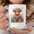 Highland Cow Book Floral Bookworm Librarian Cute Easter Day Graphic Print Coffee Mug Unique Gifts