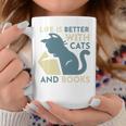 Life Is Better With Cats And Books Graphic Print Coffee Mug Unique Gifts