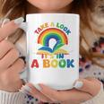 Take a Look It's In a Book Rainbow Reading Graphic Print Coffee Mug Unique Gifts