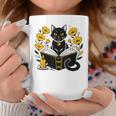 Mystic Cat With Spell Book Candle Flowers Witchcore Men Women Kids Graphic Print Coffee Mug Unique Gifts