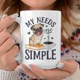 My Needs Are Simple Pug Dog Book Coffee Lover Graphic Print Coffee Mug Unique Gifts
