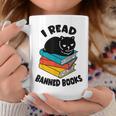 I Read Banned Books Tshirt Cat Reader Bookworm Women Graphic Print Coffee Mug Unique Gifts