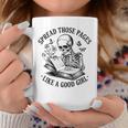 Spread Those Pages Like A Good Girl Skeleton Floral Book Graphic Print Coffee Mug Unique Gifts