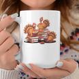Turkey Reading Books Fall Thanksgiving Teacher Book Lovers Graphic Print Coffee Mug Unique Gifts