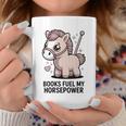 Women's Books Fuel My Horsepower Cute Reading Pony Graphic Print Coffee Mug Unique Gifts
