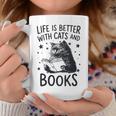 Women's Life Is Better With Cats And Books Cat Graphic Print Coffee Mug Unique Gifts