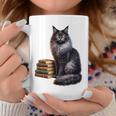 Women's Smokey Maine Coon Cat Book Lover Graphic Print Coffee Mug Unique Gifts